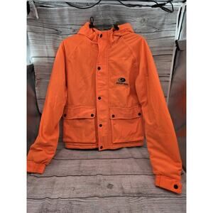 Mossy Oak Hooded Jacket Blaze Orange Hunting Outdoor Zip Up Men's Size Small